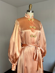 vintage 1940s pink satin dressing gown {s}