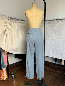 vintage 1950s blue rayon slacks 32" waist