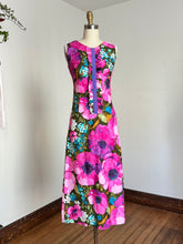 Load image into Gallery viewer, vintage 1960s pink flora maxi dress {xs}