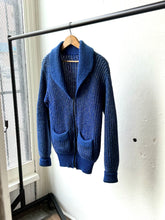 Load image into Gallery viewer, vintage 1950s blue knit zip up sweater