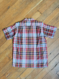 vintage 1950s plaid cotton short sleeve shirt