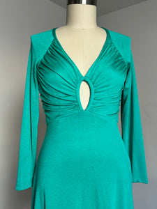 vintage 1970s turquoise dress {xs-m}