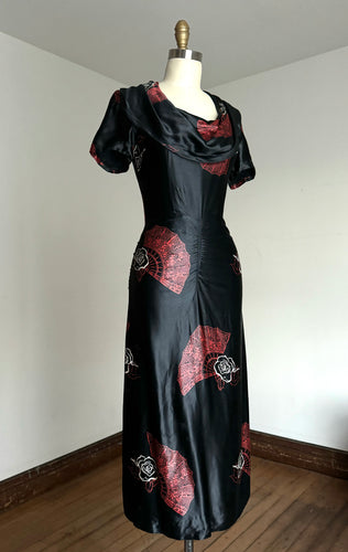 vintage 1940s novelty fan dress {xs}