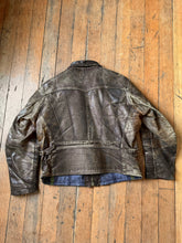 Load image into Gallery viewer, vintage 1940s sunburst belted back leather jacket