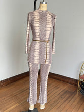 Load image into Gallery viewer, vintage 1960s snakeskin pant set tunic mini dress and pant set {xs}