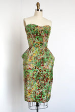 Load image into Gallery viewer, vintage 1950s silk strapless novelty dress