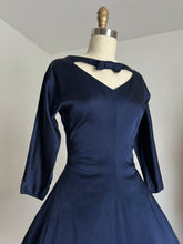 Load image into Gallery viewer, vintage 1950s navy evening dress {s}