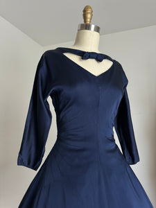 vintage 1950s navy evening dress {s}