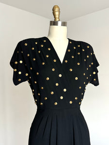 vintage 1940s studded rayon dress {xs}