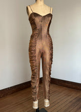 Load image into Gallery viewer, vintage 1980s Frederick’s of Hollywood gold jumpsuit {s}