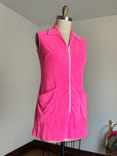 Load image into Gallery viewer, vintage 1960s pink terrycloth mini dress beach cover up {m-L}