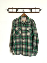 Load image into Gallery viewer, vintage 1950s green plaid long sleeve shirt