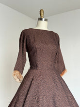 Load image into Gallery viewer, vintage 1950s party dress w/ faux fur cuffs {s}