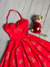 Load image into Gallery viewer, vintage 1950s red Hawaiian sun dress {xxs-xs}