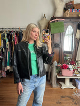 Load image into Gallery viewer, vintage 1960s black leather biker jacket
