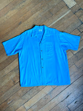 Load image into Gallery viewer, vintage 1950s blue short sleeve button up shirt