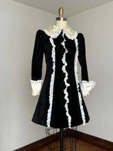 Load image into Gallery viewer, vintage 1960s tuxedo velvet dress {xs}