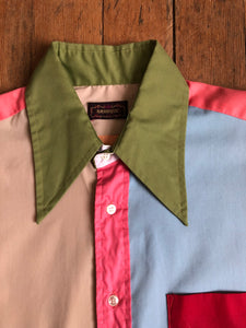 vintage 1970s color block long sleeve shirt