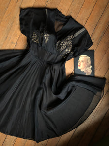 vintage 1950s sheer black dress {xs}