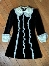 Load image into Gallery viewer, vintage 1960s tuxedo velvet dress {xs}