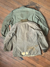 Load image into Gallery viewer, THRASHED vintage 1940s M-43 field jacket set (2pc) jacket and liner