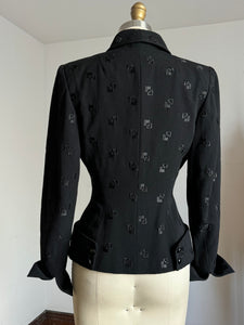 vintage 1940s black embroidered suit jacket {s}