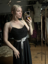 Load image into Gallery viewer, vintage 1970s black jersey dress {xs-m}