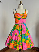 Load image into Gallery viewer, vintage 1960s pink floral Hawaiian sun dress {s-m}