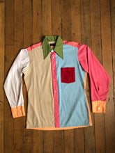 Load image into Gallery viewer, vintage 1970s color block long sleeve shirt