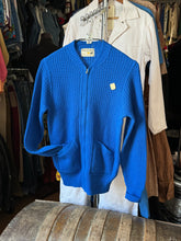 Load image into Gallery viewer, DEADSTOCK vintage 1940s royal blue knit cardigan zip up sweater
