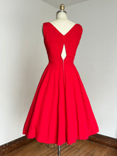 Load image into Gallery viewer, vintage 1950s red Jonathan Logan pinafore dress {xs}