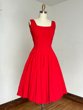 Load image into Gallery viewer, vintage 1950s red Jonathan Logan pinafore dress {xs}