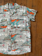 Load image into Gallery viewer, vintage 1950s novelty beach rayon shirt