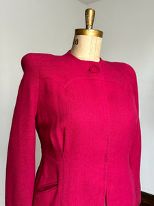 vintage 1940s fuchsia pink wool jacket {XXL}