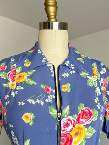 vintage 1930s floral rayon dressing gown {xs}