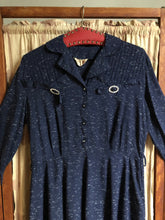 Load image into Gallery viewer, vintage 1950s blue fleck dress {L}
