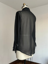 Load image into Gallery viewer, vintage 1970s sheer black dagger collar shirt {m}