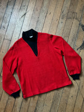 Load image into Gallery viewer, vintage 1950s red fuzzy pullover quarter zip sweater