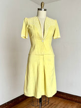 Load image into Gallery viewer, vintage 1940s yellow linen skirt suit {s}