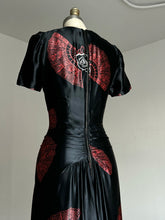 Load image into Gallery viewer, vintage 1940s novelty fan dress {xs}