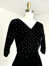 Load image into Gallery viewer, vintage 1950s rhinestone velvet wiggle dress {xxs}