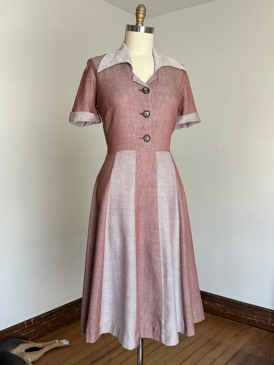 vintage 1940s two tone dress {L}