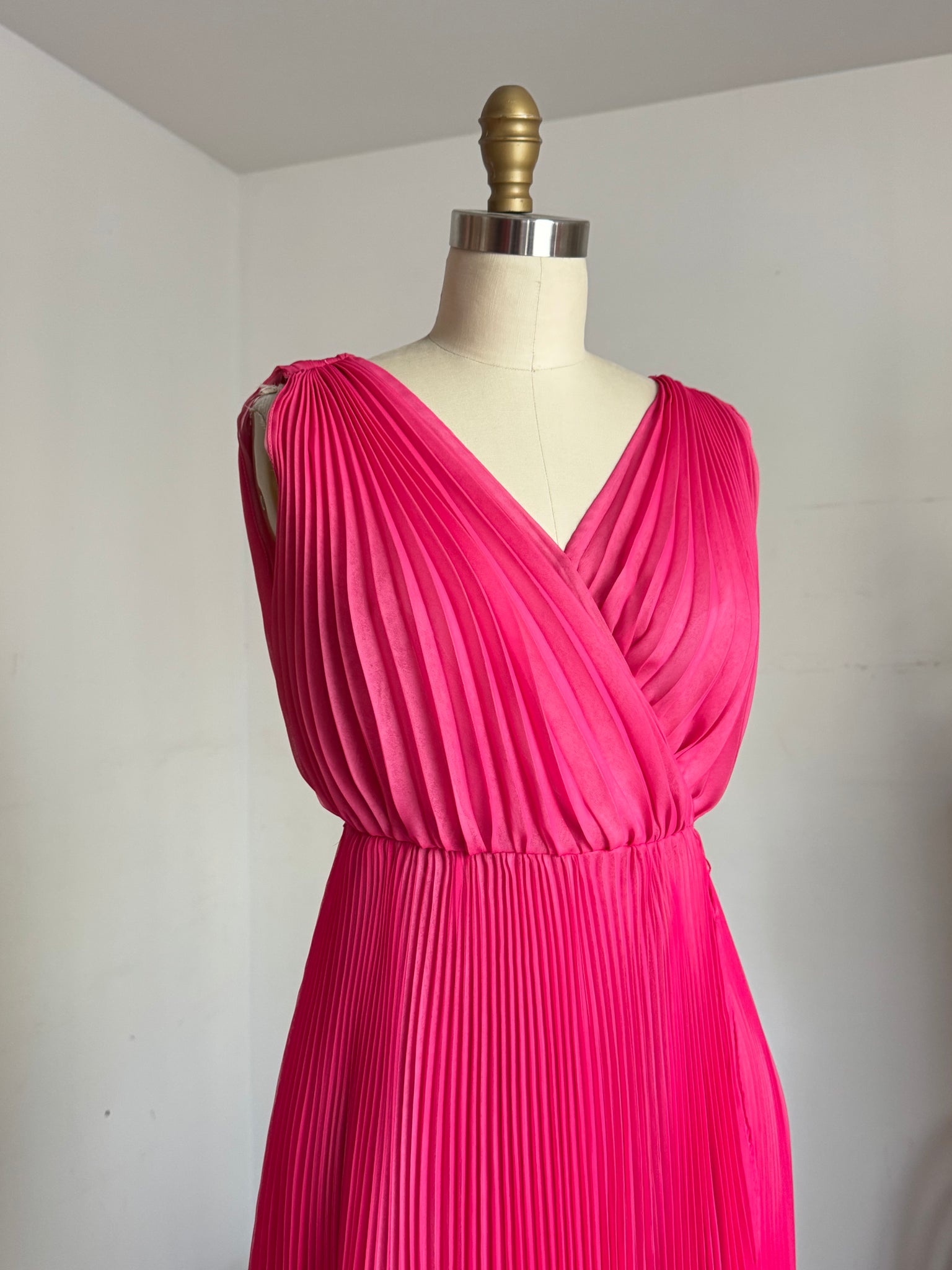 vintage 1960s pink chiffon party dress {xs} accordion pleated dress – Trunk  of Dresses