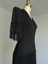 Load image into Gallery viewer, vintage 1940s black tassel dress {xs}