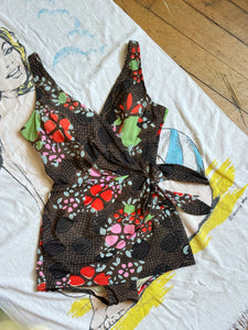 vintage 1960s floral swimsuit {xs-m}