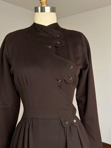 vintage 1940s brown wool princess coat {s}