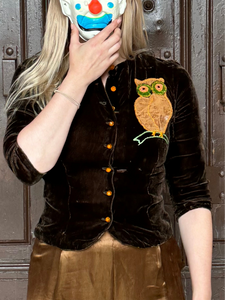 vintage 1940s Owl top {xs}