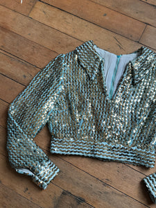 vintage 1960s sequin crop top {s}