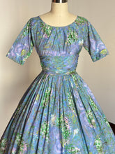 Load image into Gallery viewer, RARE vintage 1950s Marc Chagall novelty Evening Enchantment cotton dress {xs}