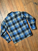 Load image into Gallery viewer, vintage 1950s blue plaid wool long sleeve shirt